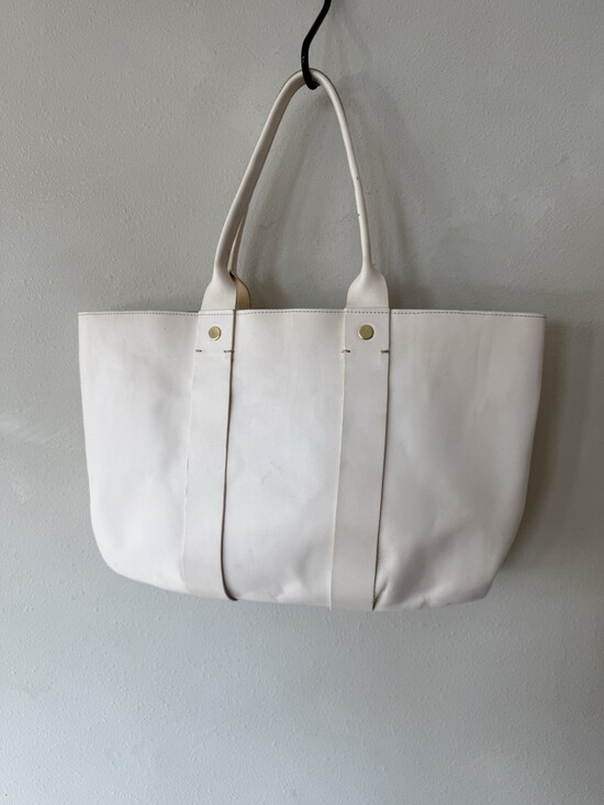 Clare V Handbags - Clare V. Vivier La Tropezienne White Leather Shopper Tote Laptop Work Bag Troupe